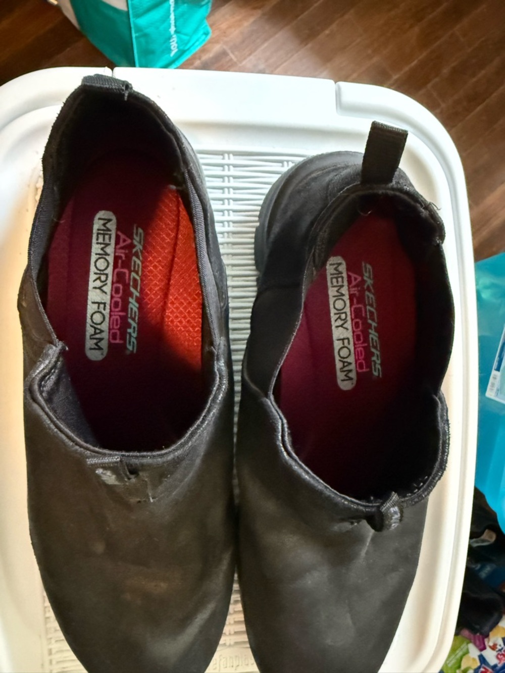 Skechers Black Slip-On Knit Sneakers with Pink Accent